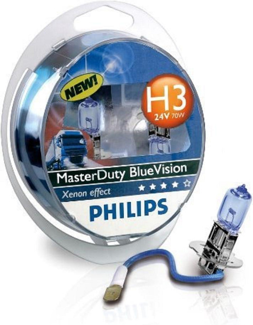 Комплект галогеновых ламп PHILIPS H3 13336MDBVS2 MasterDuty BlueVision 70W 24V PK22s (2 шт) Харьков - изображение 4