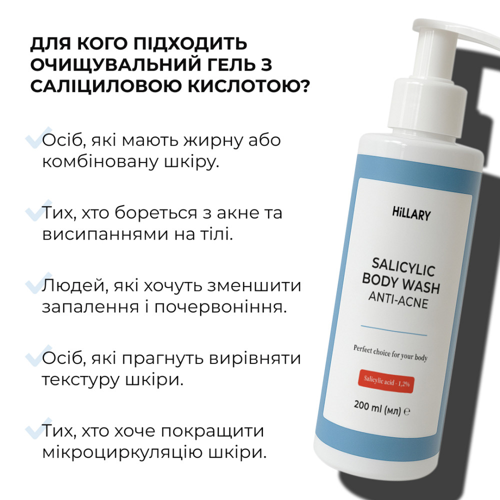 Комплект для боротьби з акне на тілі з саліциловою кислотою Salicylic Body Acne Treatment Set Hillary Київ - фото 6