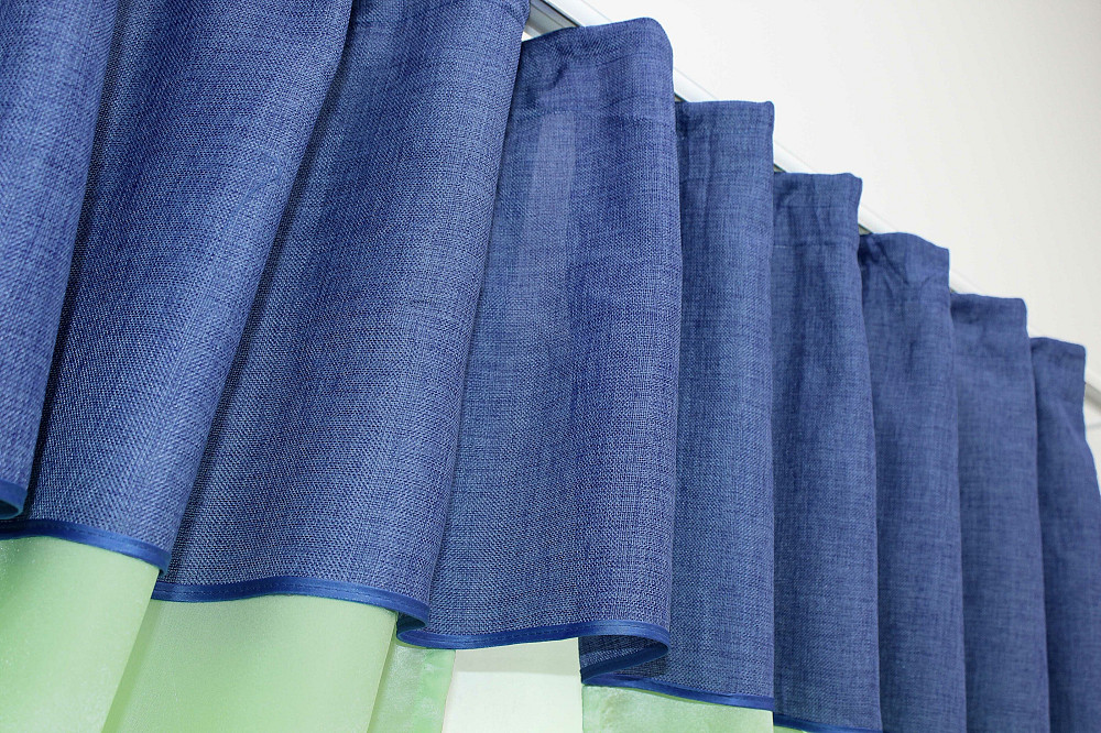 Кухонні штори VR-Textil № 073к з ламбрекеном і підхватами салатовий з синім 270х170 см (52-0275) Київ - фото 4