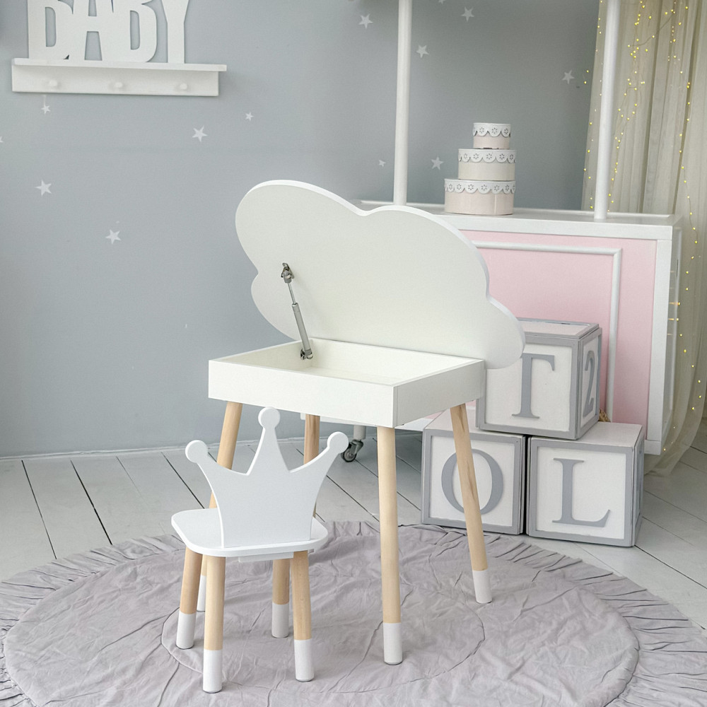 Новинка! Дитячий білий столик хмаринка з нішею і стільчик корона біла 85295 Київ - фото 10