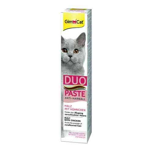 Паста GimCat DUO PASTE Anti-hairboll malt with chicken для кошек с чувствительным пищеварением всех пород мальт и курица 50г Киев