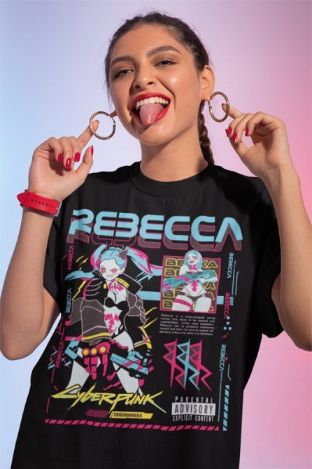 Футболка для хлопчика з аніме принтом Кйберпунк Ваіфу Аніме Ретро оверсайз (зріст від 165 до 180) Чорний AnimeJ0408m Дніпро - фото 1