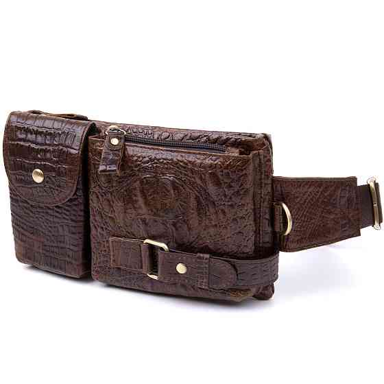Бананка поясная под кожу рептилии унисекс Коричневая (Vintage) Киев