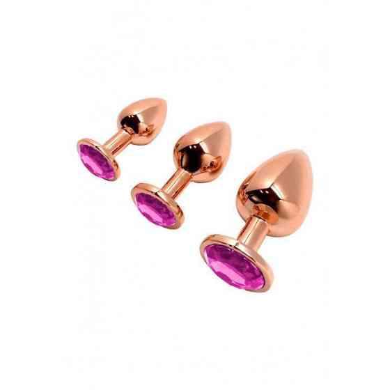 Металлическая анальная пробка Wooomy Tralalo Rose Gold Metal Plug Magenta M, диаметр 3,4 см, длина 8 Sex Aura Киев