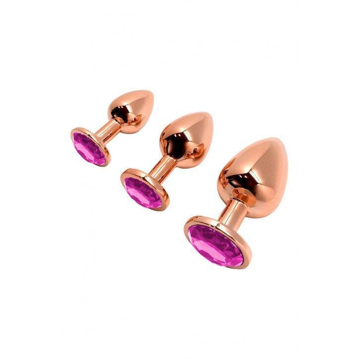 Металлическая анальная пробка Wooomy Tralalo Rose Gold Metal Plug Magenta M, диаметр 3,4 см, длина 8 Sex Aura Киев - изображение 4