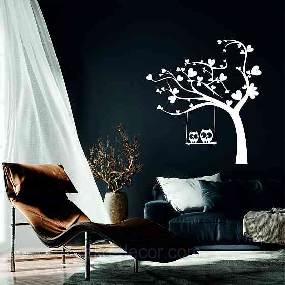 Декоративное настенное Панно «Совы на ветке», Декор на стену 70*51 см, Белый Киев