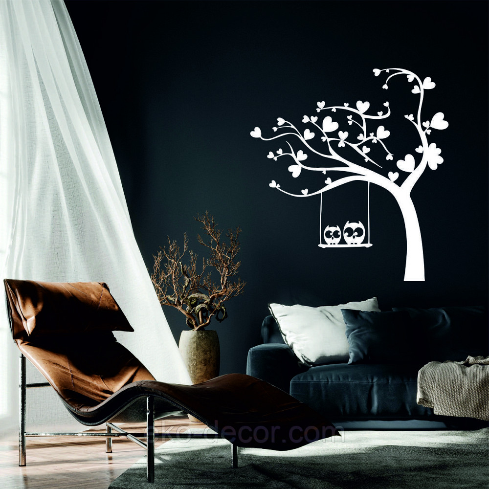 Декоративное настенное Панно «Совы на ветке», Декор на стену 70*51 см, Белый Киев - изображение 1