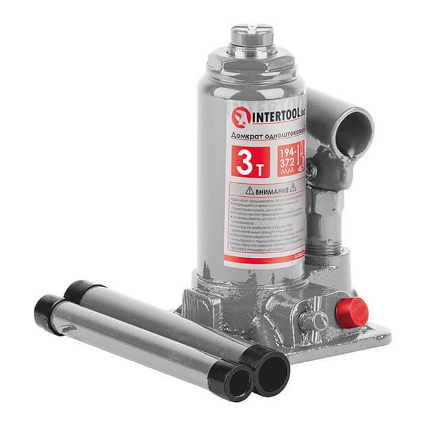Домкрат "стовпчик" одноштоковий 3т, 194-372 мм, у пластиковому кейсі INTERTOOL GT0052 Київ - фото 1