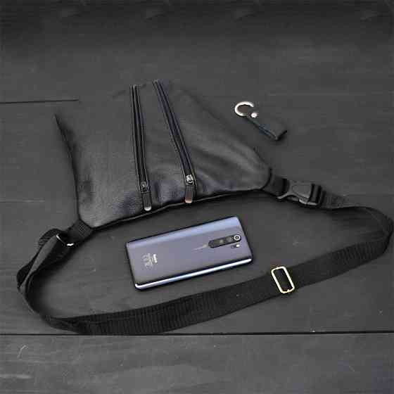 Чоловіча чорна шкіряна сумка-месенджер Шкіряний чоловічий месенджер чорний Київ