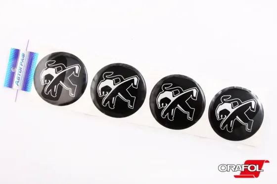 Наклейка на колпак 70мммм силікон Peugeot чорна Автограф (4 шт). Вінниця