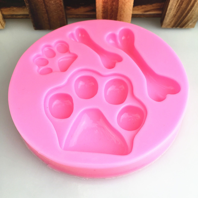 Молд силиконовый Следы собачьи и косточки 75 мм розовый Киев - изображение 7