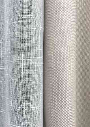 Комплект штор VR-Textil рогожка преміум TERRA LUXE 150х270 2шт і Тюль 400х270 1859ш-115т попелястий з білим 71-077/3 Київ