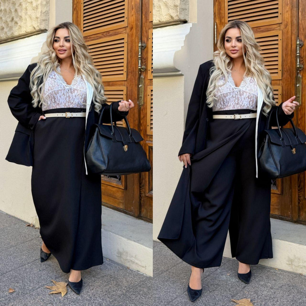 Жіночі базові штани з імітацією спідниці костюмка Чорний, 52/54 Одеса - фото 7