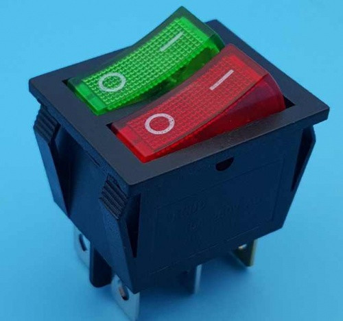 Перемикач двоклавішний KCD8-212N червоний, зелений, з підсвічуванням Полтава - фото 1