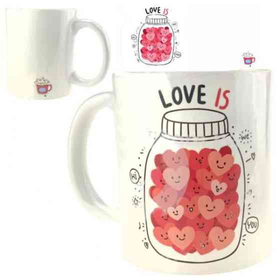 Чашка біла з малюнком керамічна love is Київ