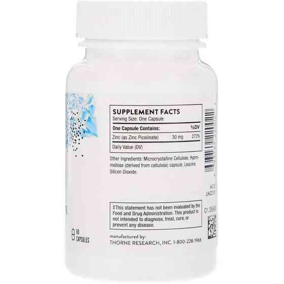 Цинк пиколинат усиленный, Zinc Picolinate, Thorne, 30 мг, 60 капсул Луцьк