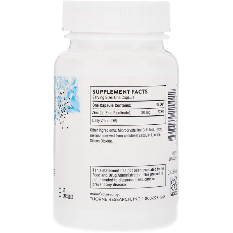 Цинк пиколинат усиленный, Zinc Picolinate, Thorne, 30 мг, 60 капсул Луцьк - фото 2