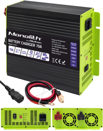 Зарядний пристрій для акумуляторів LiFePO₄ / AGM / GEL / SLA 70A 12V Qoltec (Польща) Київ