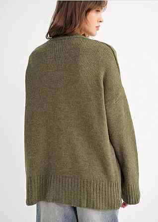 Женский базовый вязаный оверсайз кардиган на пуговицах Хаки Одесса