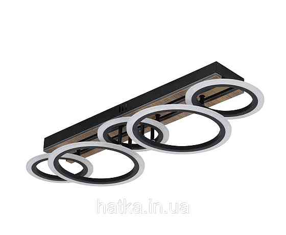 Люстра потолочная светодиодная VALESO 3300/3+2 черный + дерево 86W трехрежимная Киев