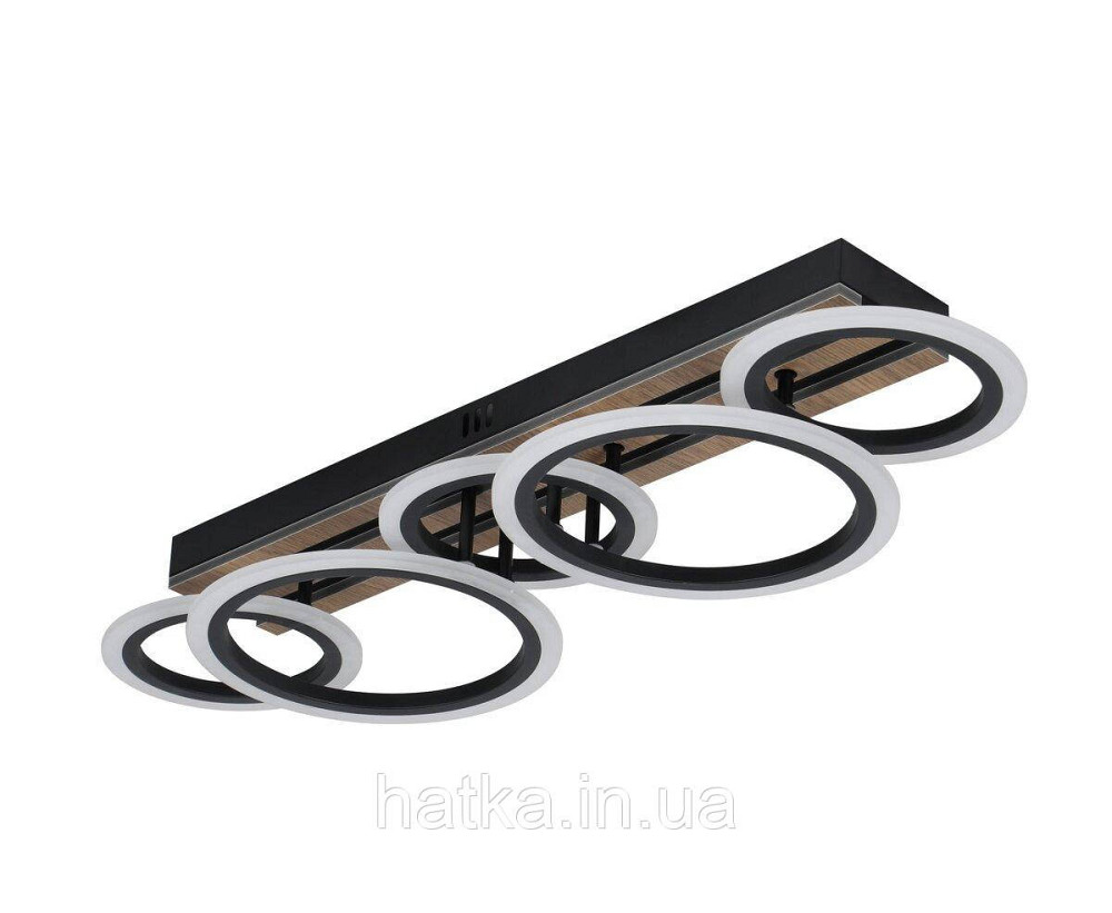 Люстра стельова світлодіодна VALESO 3300/3+2 чорний + дерево 86W трирежимна Київ - фото 2