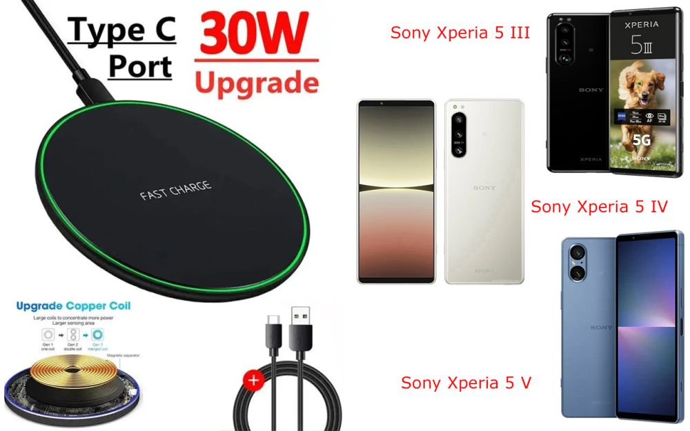 Бездротовий зарядний пристрій 30W для Sony Xperia 5 IV, Xperia 5 V Київ - фото 1