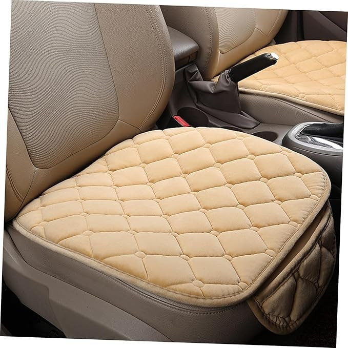 Комплект 3 чохла в авто на переднє і заднє сидіння універсальні, велюрові подушки-накидки 3 шт, колір бежевий Кам'янець-Подільський - фото 4