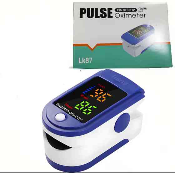 Пульсоксиметр на палец для измерения пульса цветной дисплей синий Киев