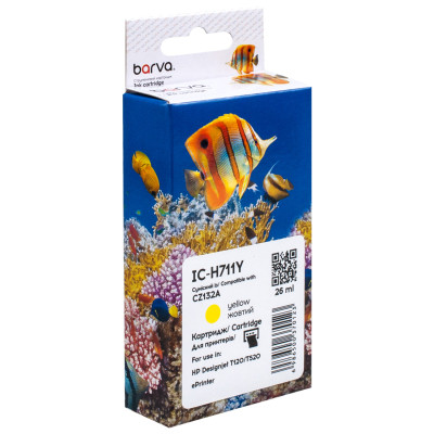 Картридж Barva HP 711 (CZ132A/CZ136A) 26 мл, Yellow (IC-H711Y) Вінниця - фото 1