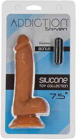 Фалоімітатор ADDICTION Steven 7.5" Silicone Dong Caramel, віброкуля в подарунок Sex Aura Київ