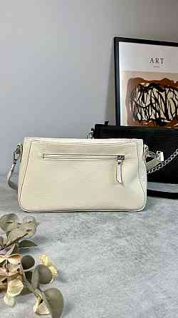 Женская кожаная сумочка, Стильная сумка из натуральной кожи, Маленькая бежевая сумка на плечеMasterSem Киев