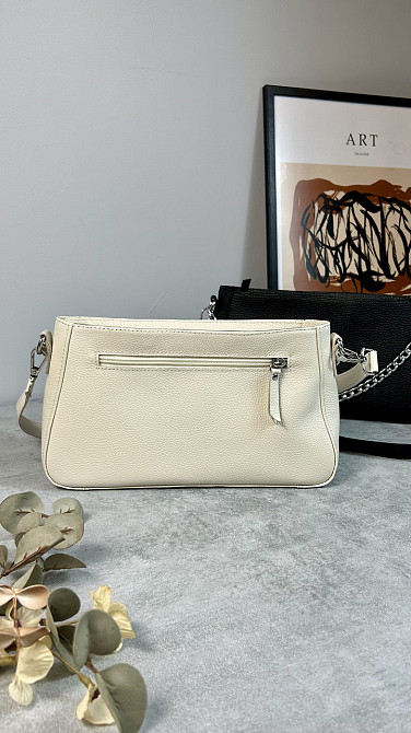 Женская кожаная сумочка, Стильная сумка из натуральной кожи, Маленькая бежевая сумка на плечеMasterSem Киев - изображение 2