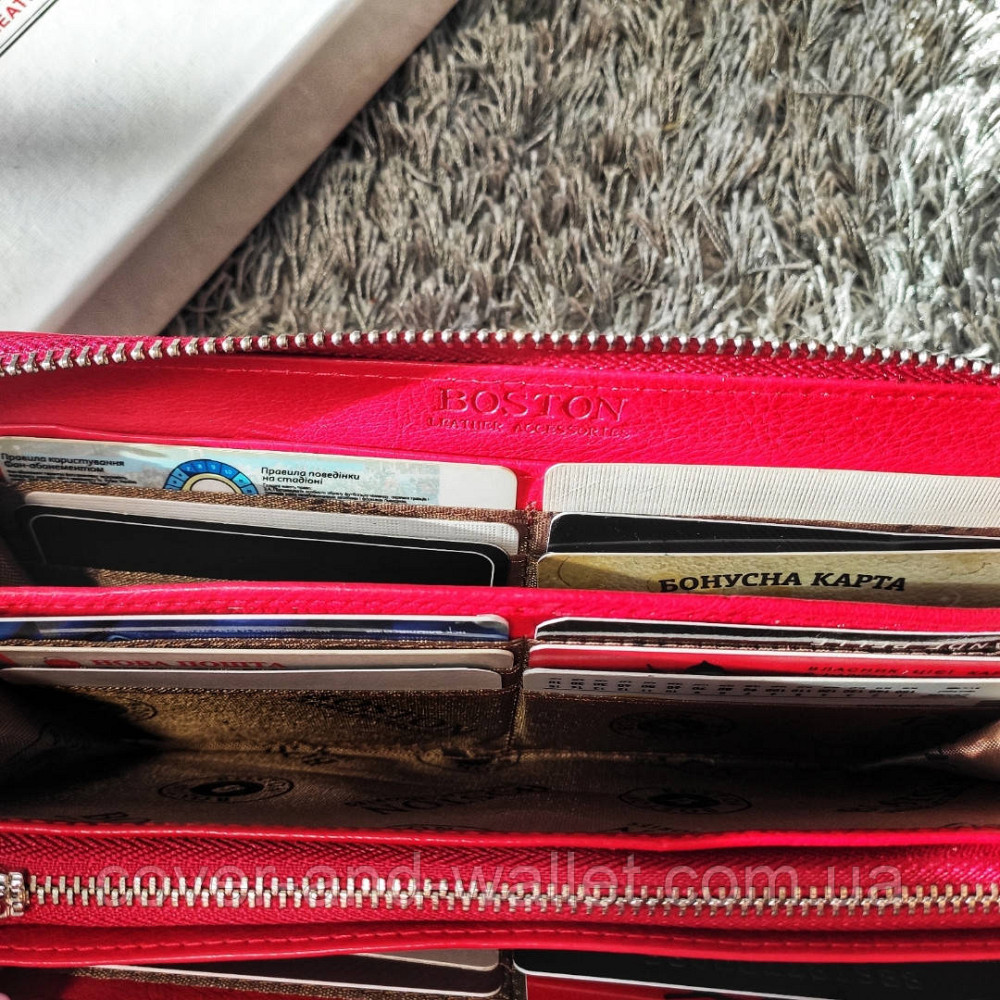 Жіночий червоний гаманець на блискавці на багато карток ST Leather 201 Київ - фото 7