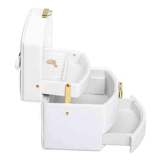 Скринька для прикрас з еко шкіри 3 яруси із замком органайзер для ювелірних виробів HP-5-23W Коломия