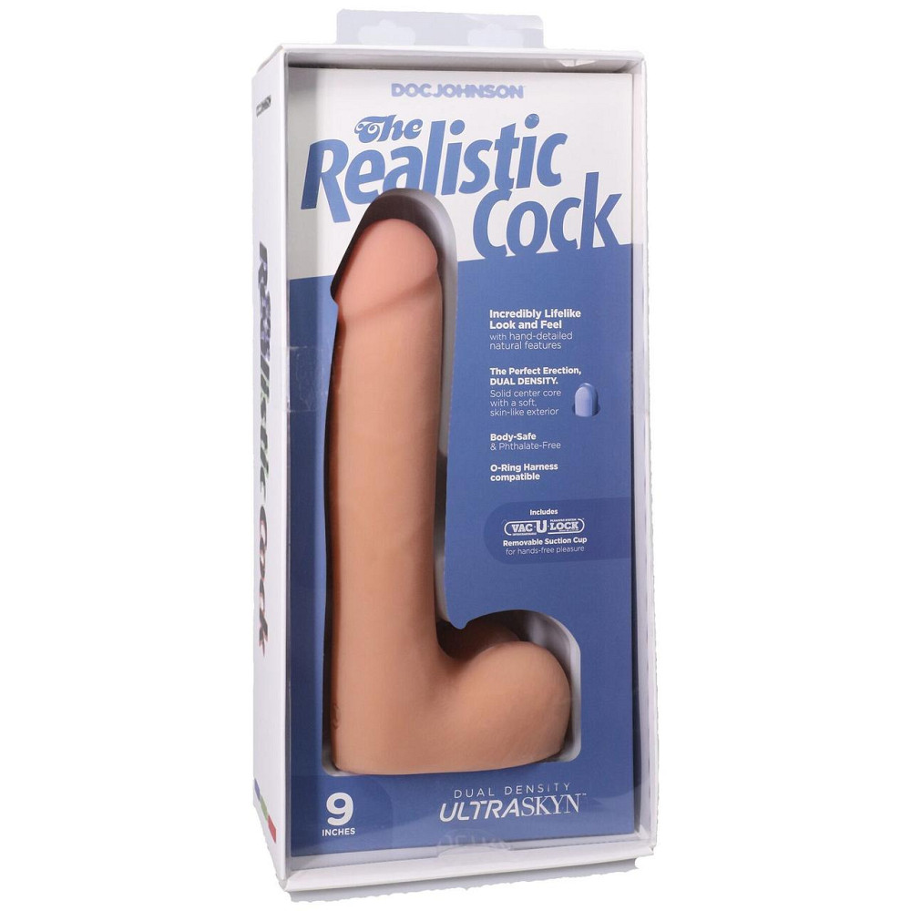 Фалоімітатор Doc Johnson The Realistic Cock ULTRASKYN - 9 Inch with Balls Vanilla Sex Aura Київ - фото 8