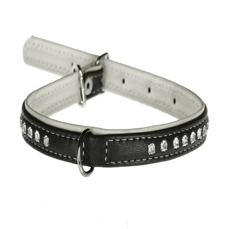 Нашийник 2291 20мм "Люкс" 2-х сторонній прикрашений стразами Чорний Вінниця - фото 1