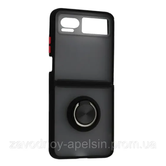 Motorola Razr 40 Матовый чехол TPU+PC Кольцо (черный) Одесса