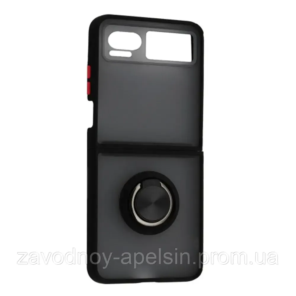 Motorola Razr 40 Матовый чехол TPU+PC Кольцо (черный) Одесса - изображение 1