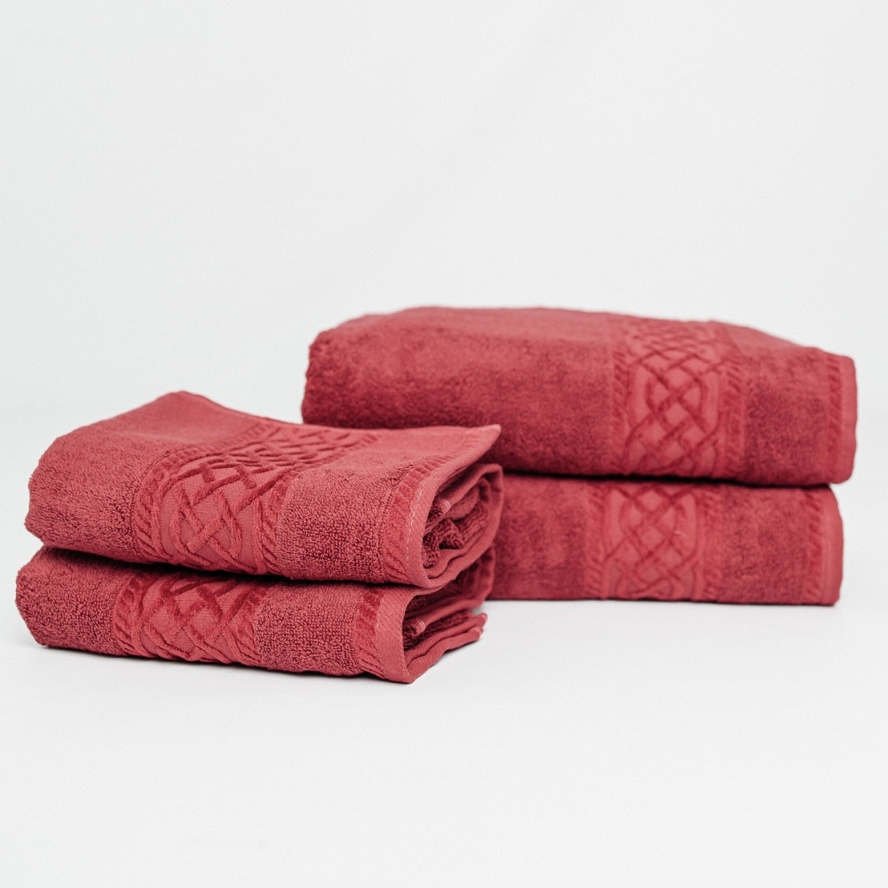 Набір Махрових рушників , Махра,Червоний, 50/90 та 70/140 Київ - фото 4