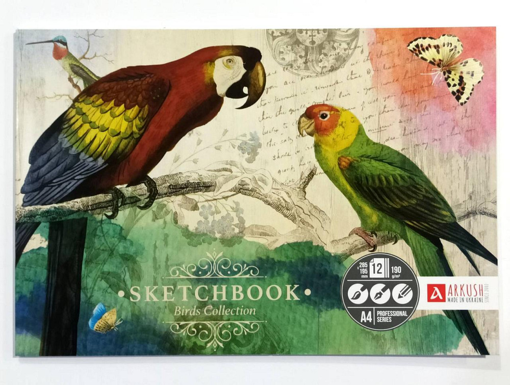 Скетчбук А4 "Аркуш" Птахи, 12 арк, клеєний, офсет 190г/м, 1SBA41901, шт Київ - фото 1