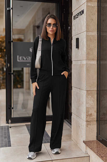 Жіночий трикотажний костюм зі штанами палаццо "Alicante"  | Норма і батал Чорний, 46-48 Київ - фото 3