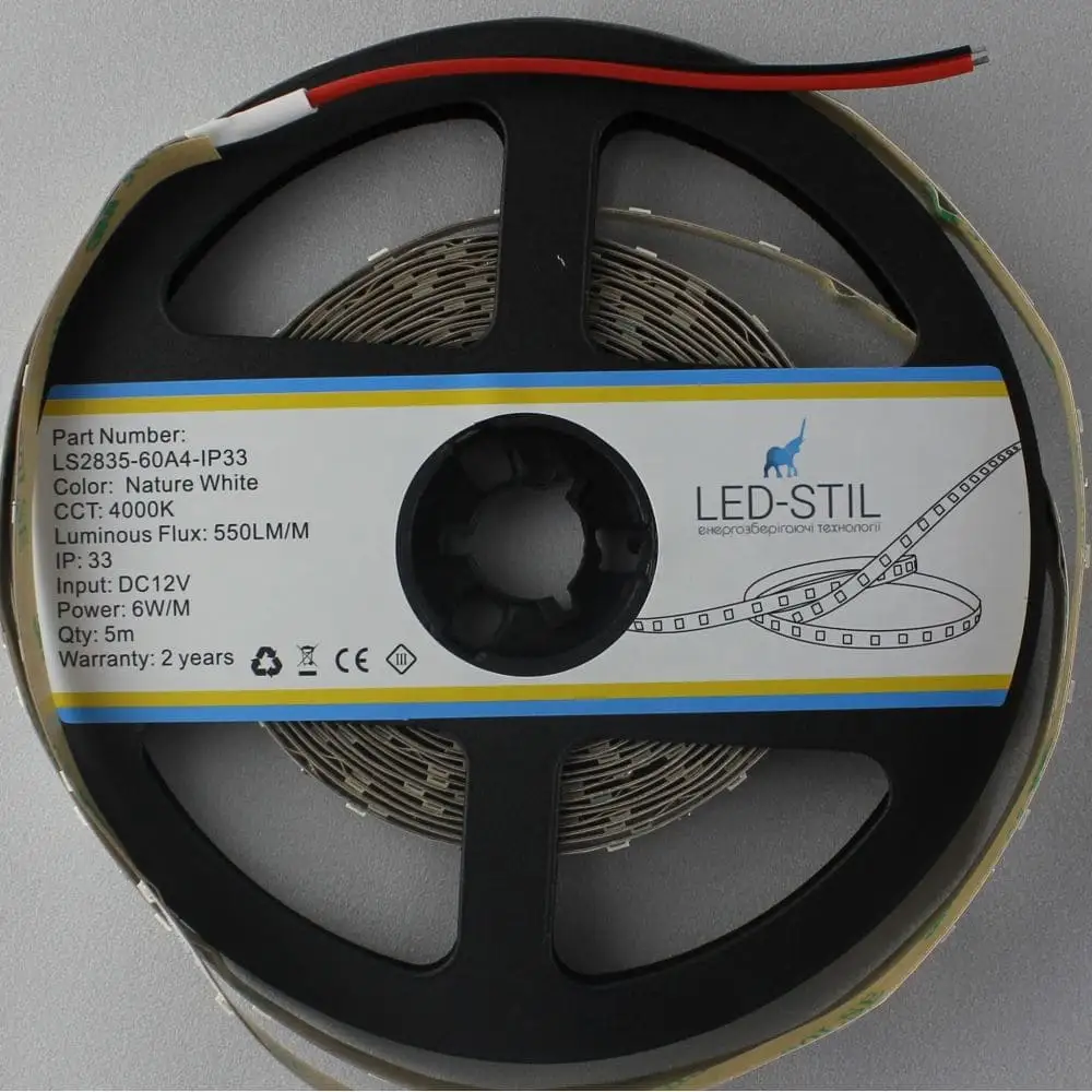LED-STIL LED стрічка LED-STIL 4000K, 6 Вт/м, 2835, 60 діодів, IP33, 12V, 550 LM, нейтральне сві Коломыя - изображение 5