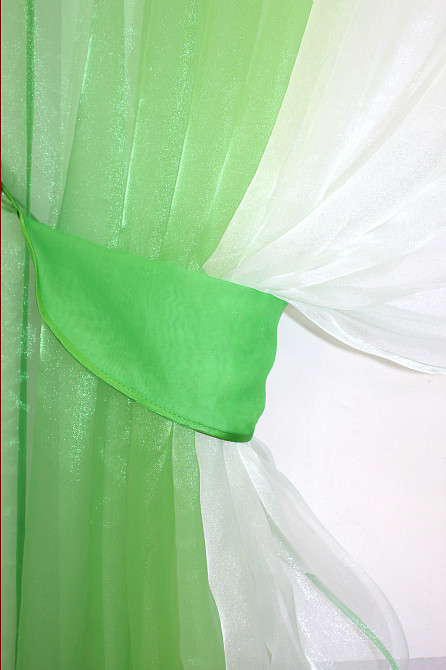 Кухонні шторки VR-Textil № 111к комбіновані салатовий з білим 400х160 см (59-561) Київ - фото 3