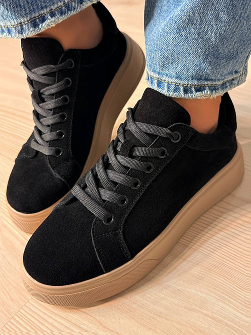 Кеди жіночі Hengji 85-9 натуральний замш на платформі чорні, 41, 26 см Одеса - фото 3