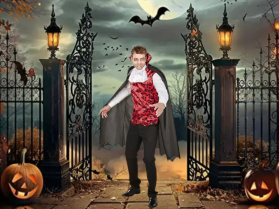 Чоловічий костюм Вампір для вечірки на Хелловін жилетка та плащ розмір L 52-54 чорний Київ