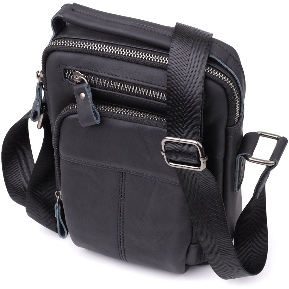 Деловая мужская сумка из натуральной кожи Черный (Vintage) Киев - изображение 5