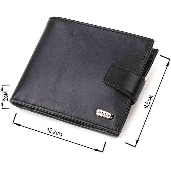 Классический мужской бумажник из натуральной гладкой кожи CANPELLINI 21792 Черный Киев