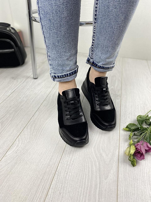 EMELI Кросівки жіночі EMELI 915/1 чорні (весна-осінь, шкіра+замша натуральна) (2687) Коломыя - изображение 4