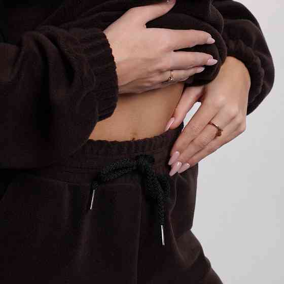 Темно-шоколадний костюм зимовий флісовий. Жіночий теплий костюм Pobedov Huggi жіночий Київ