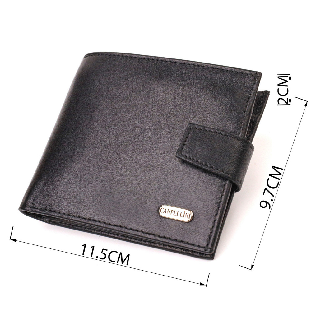 Стильний чоловічий гаманець з натуральної гладкої шкіри Чорний (CANPELLINI) Київ - фото 8